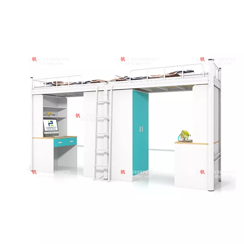 School Dormitory Furniture Metal Student Double Bunk Bed with Storage Cabinet EB-A26-1